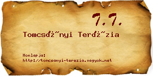 Tomcsányi Terézia névjegykártya